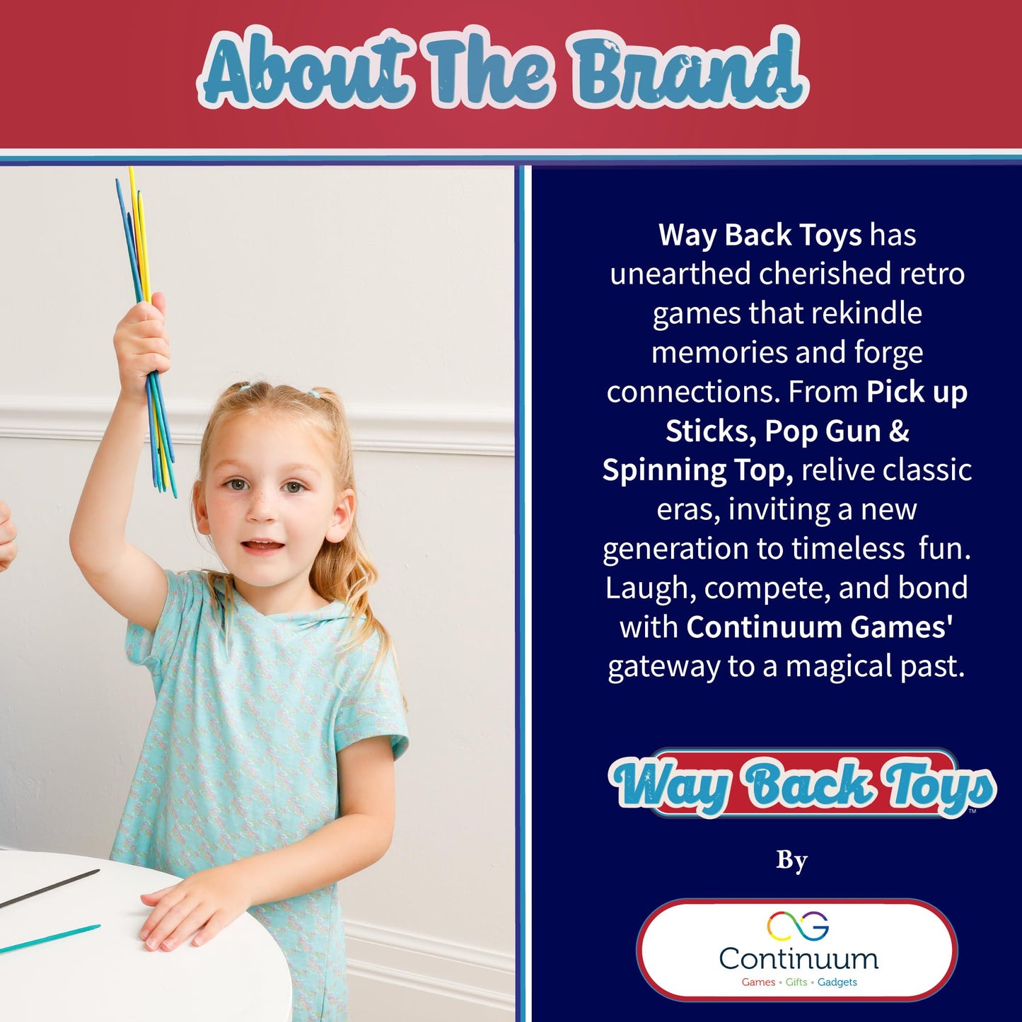 Way Back Toys Pick Up Sticks — 30 Colorful Wooden Sticks in Portable Tube | Continuum Games