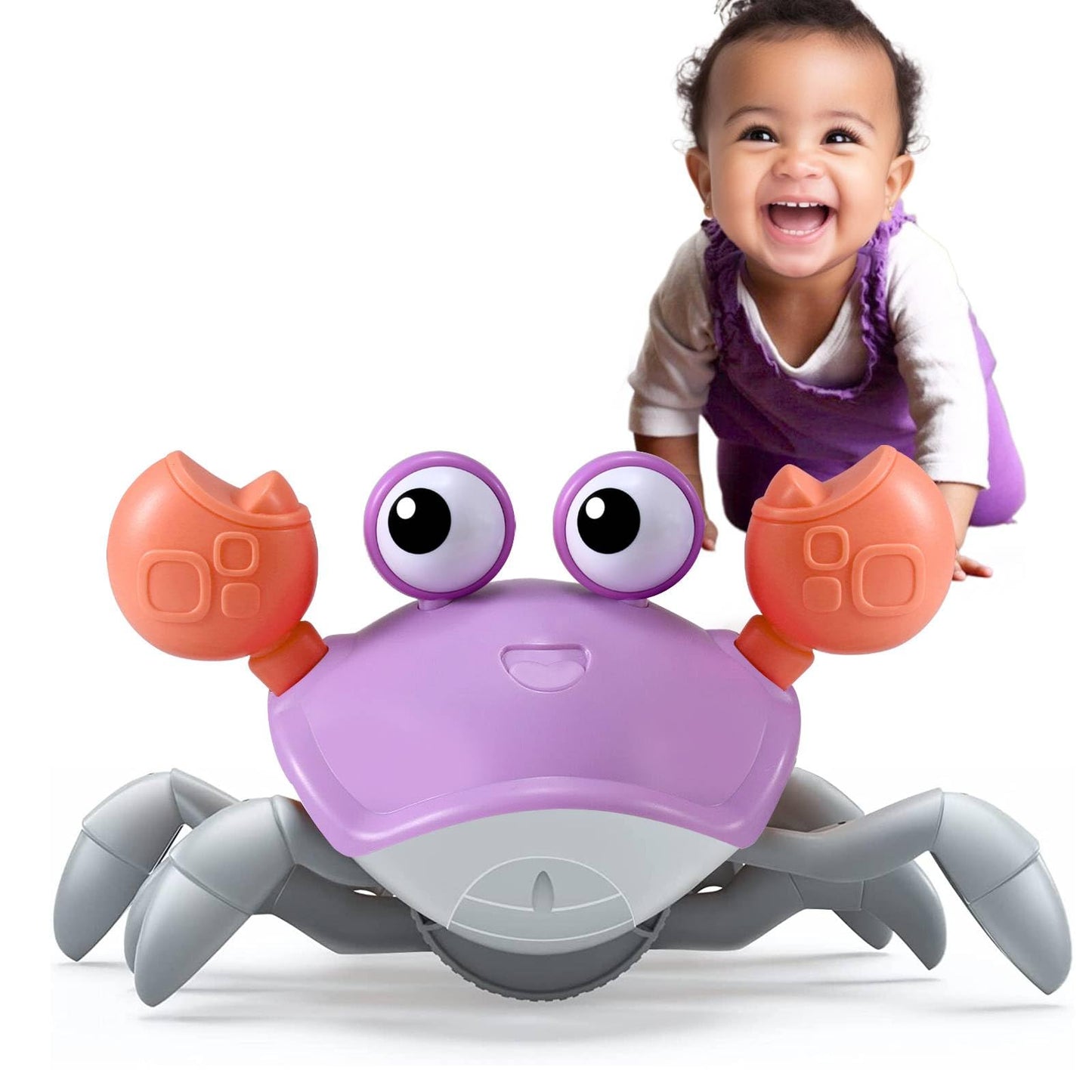 Control Future Purple Crawling Crab Toy – Tummy Time, Music & Lights