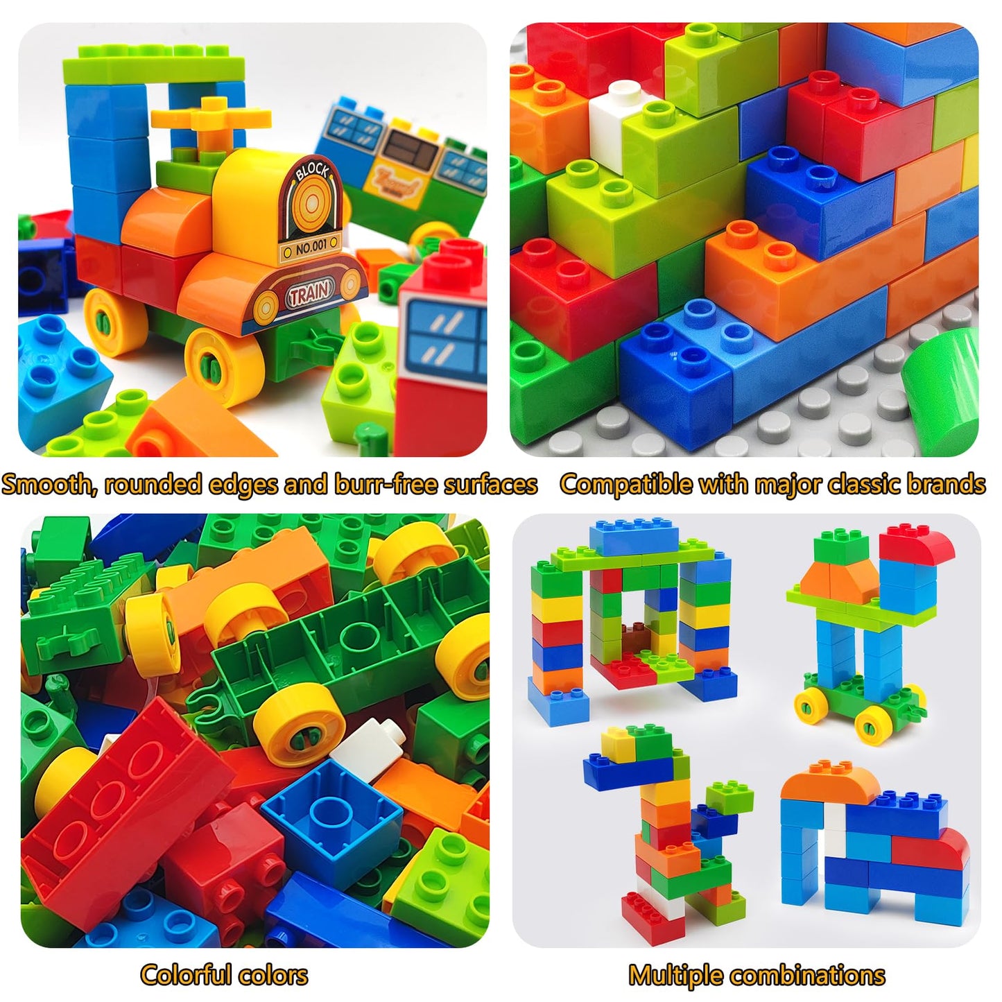 CONVENTEJOY 90-Pcs Classic Building Blocks for Toddlers 3-6 | Large Bricks, City Train Play, STEM Toy, Compatible with Major Brands