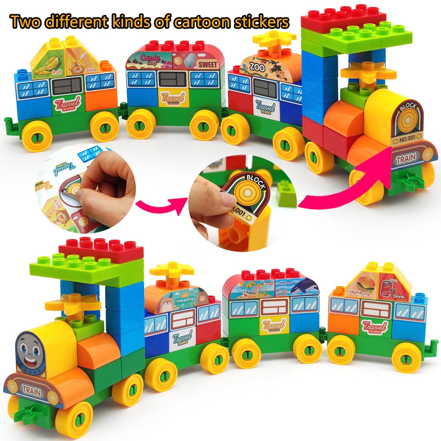 CONVENTEJOY 90-Pcs Classic Building Blocks for Toddlers 3-6 | Large Bricks, City Train Play, STEM Toy, Compatible with Major Brands