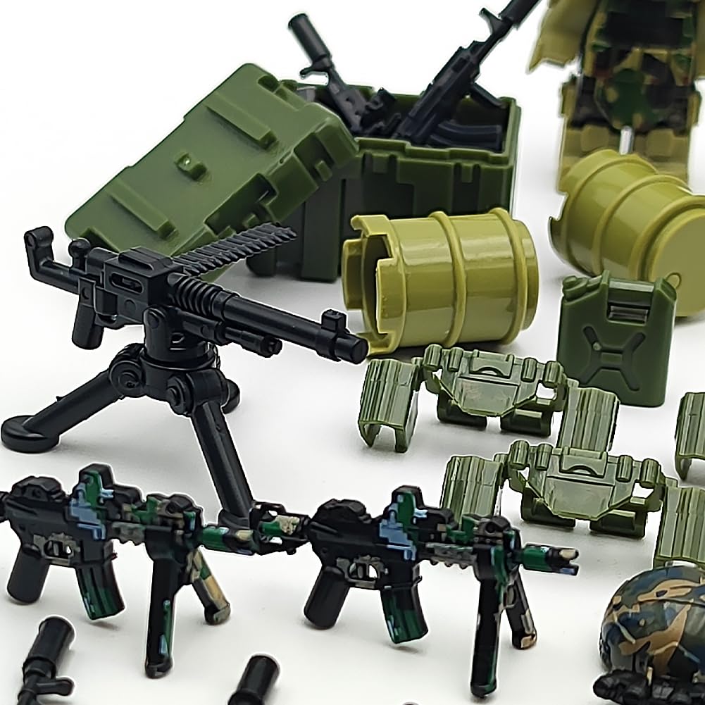 CONVENTEJOY Military Weapon Gun Accessories for Minifigures – 260pcs with Camouflage Helmets, EOD Suits & Shields