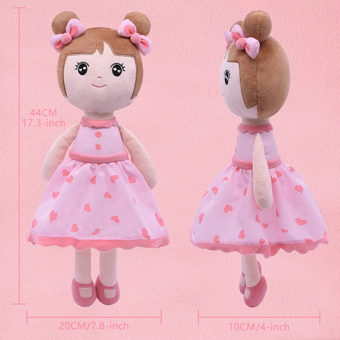 Conzy 44cm Pink Stuffed Baby Doll – Soft Plush Toy with Gift Bag