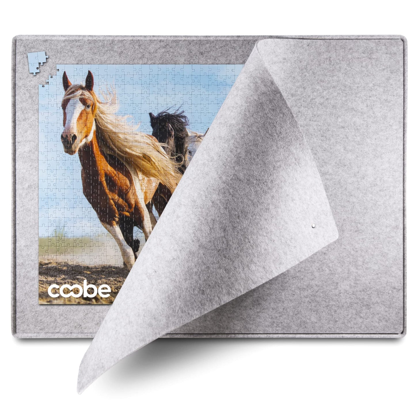 Coobe 1000-Piece Puzzle Board with Cover – Portable Felt Tray (Gray)