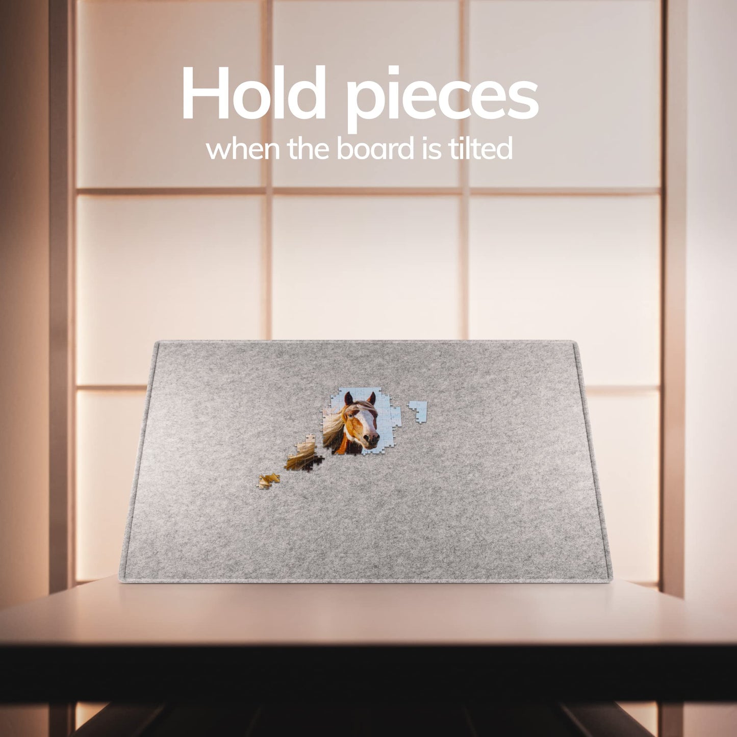 Coobe 1000-Piece Puzzle Board with Cover – Portable Felt Tray (Gray)