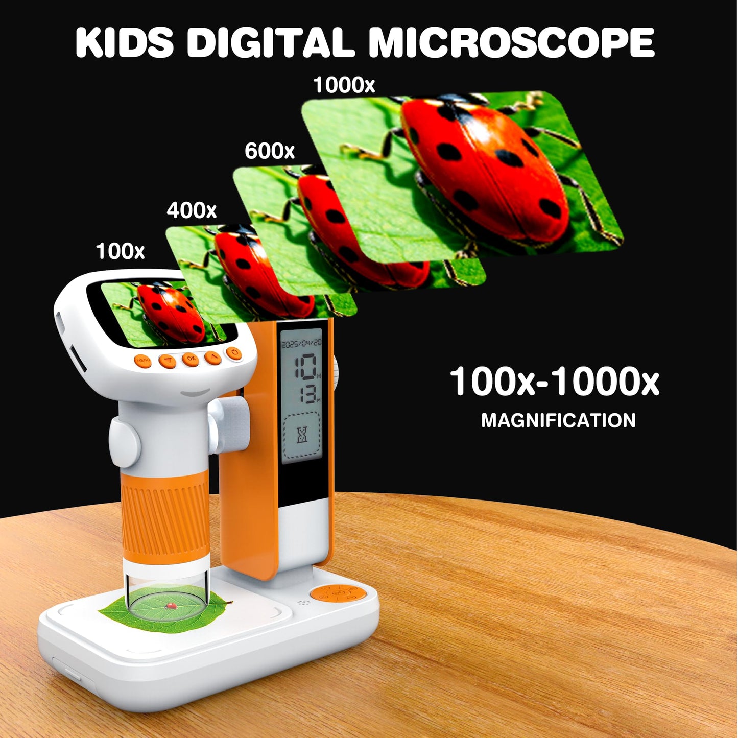 Coobest Microscope for Kids - 1000X Portable USB Digital Microscope with 2-inch Screen