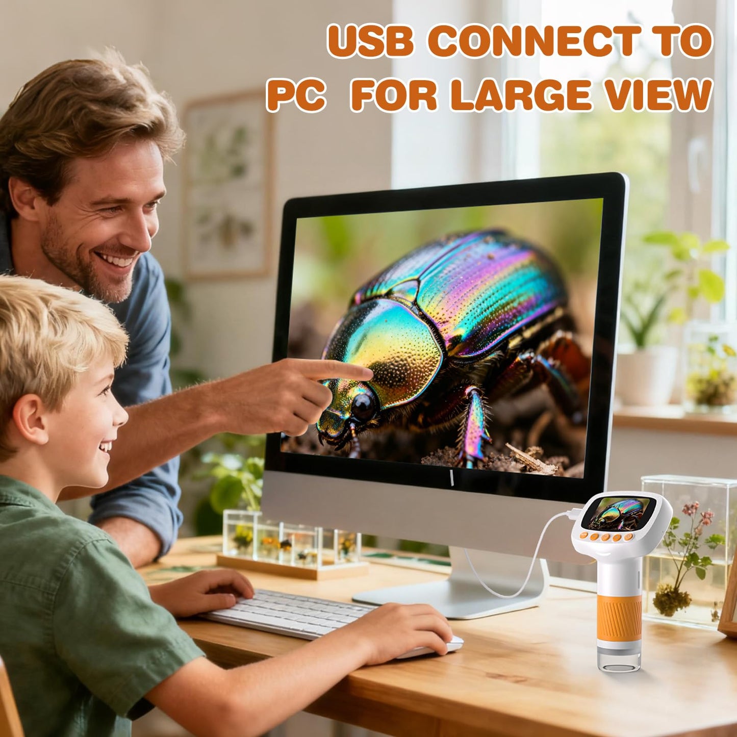 coobest Pocket Kids Microscope – 1000X Handheld Digiscope for Ages 3+, 2-inch IPS Display