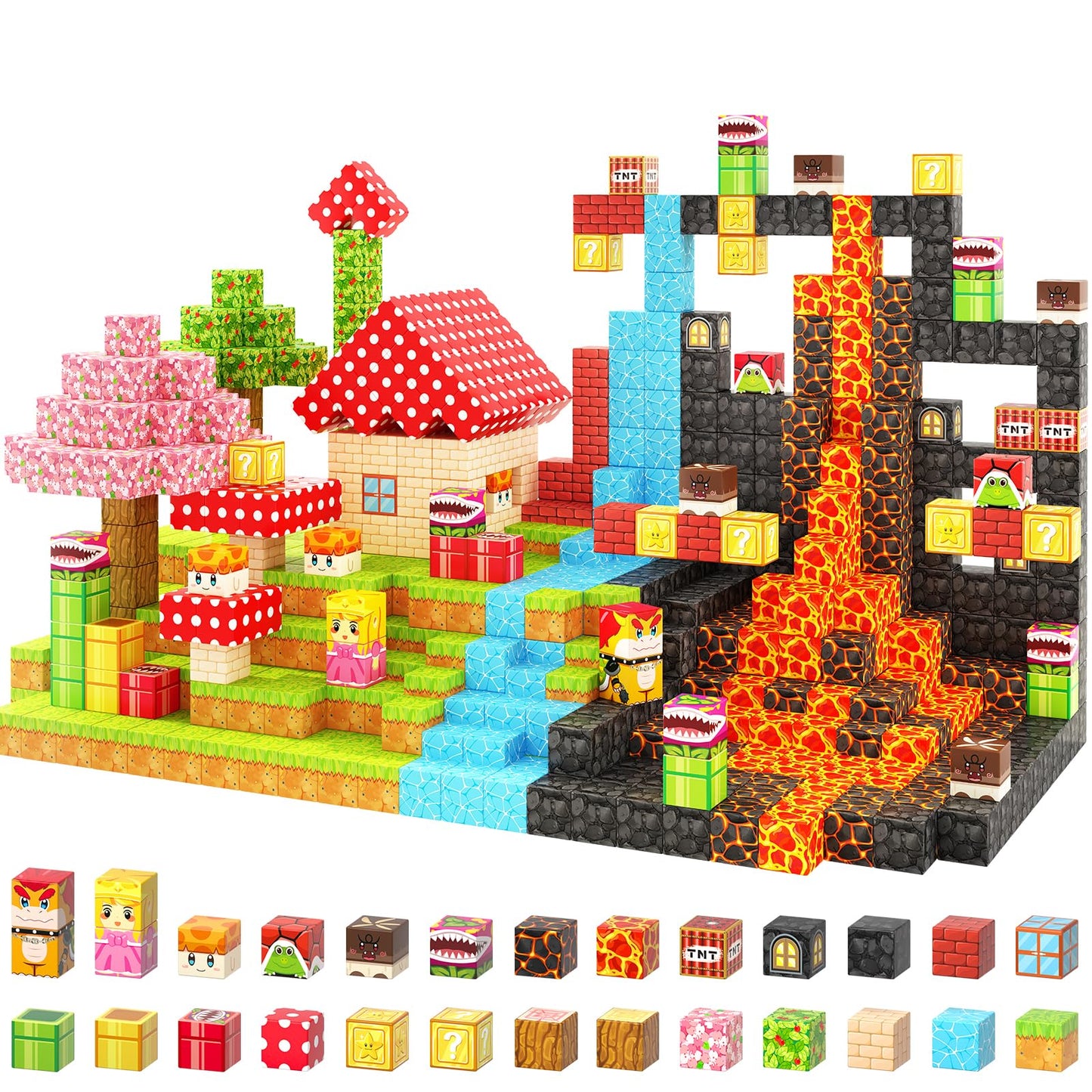 Coodoo 110PCS Magnetic Blocks – Teleport Pipes & Mine World Compatible STEM Toy