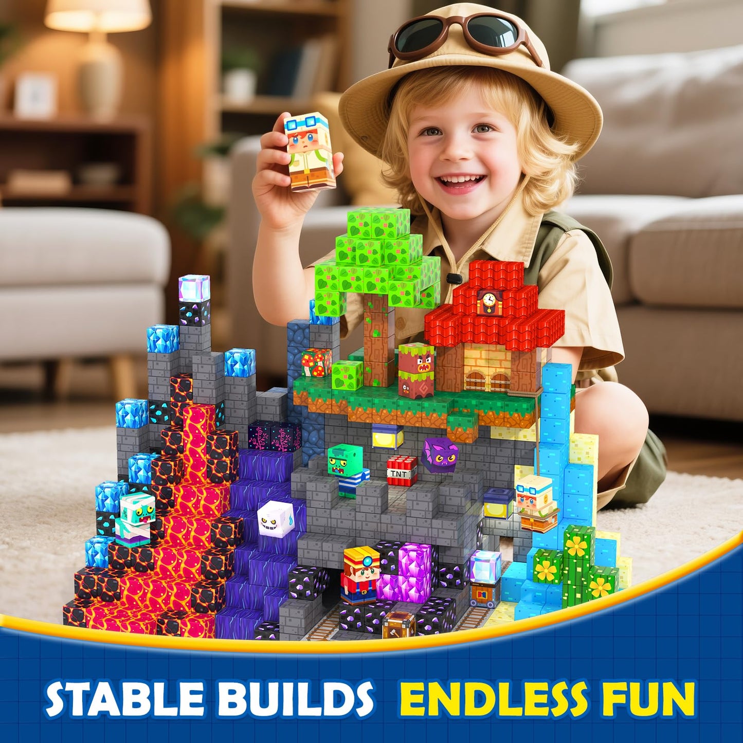 Coodoo 200 PCS Magnetic Blocks (0.8in) – Creative STEM Building Toy for Ages 3+