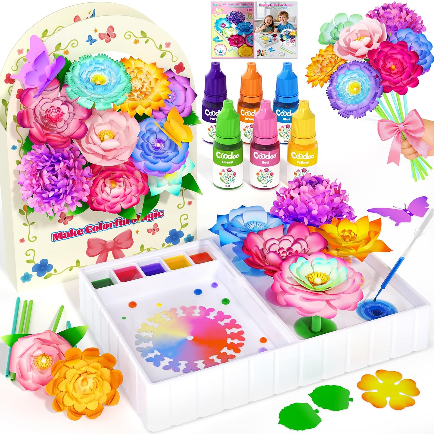 Coodoo DIY Flower Craft Kits – Magic Dyeing Florist Bouquet Maker for Kids