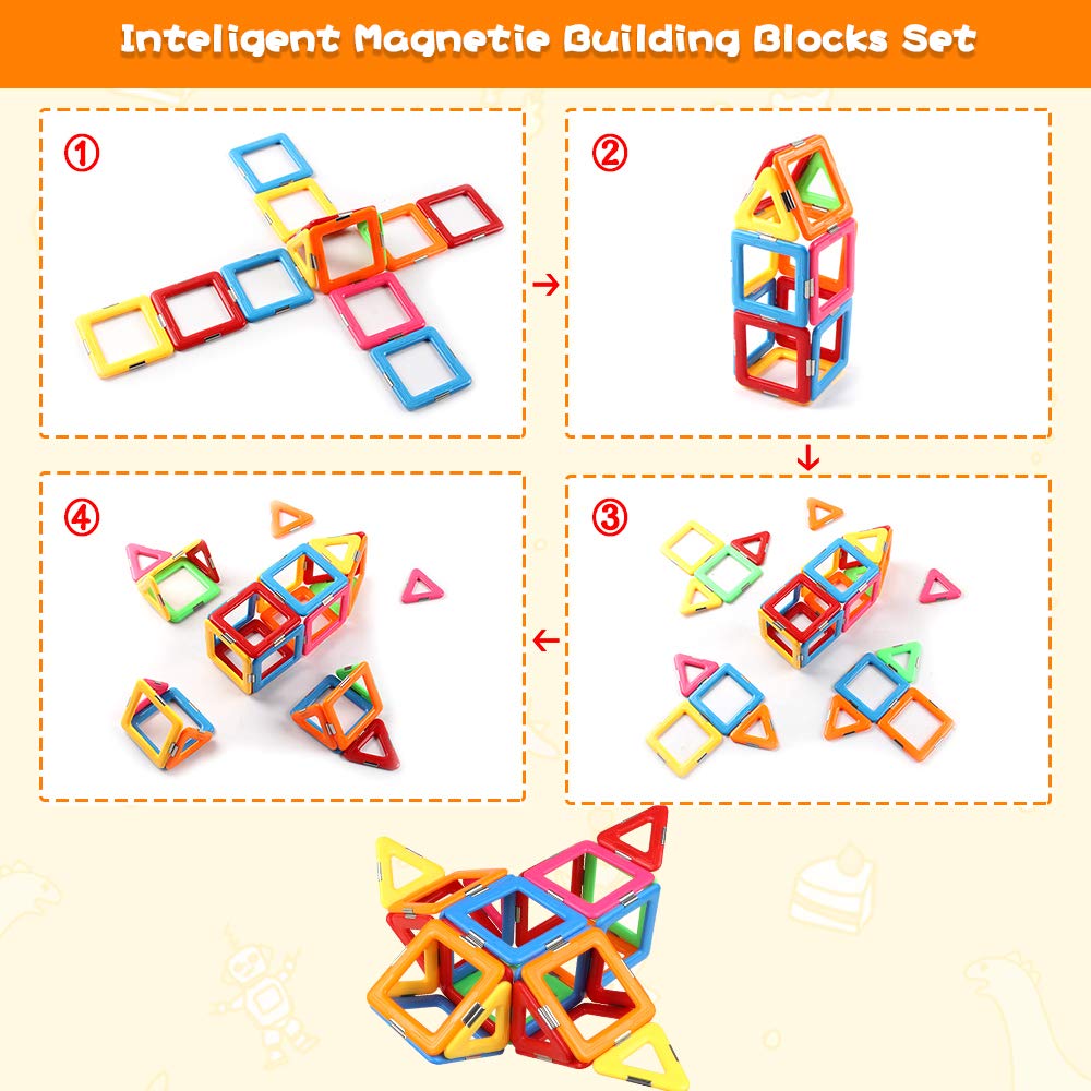 Coodoo Upgraded Magnetic Blocks – Tough Tiles STEM Toys for 3+ | Compatible with Major Brands