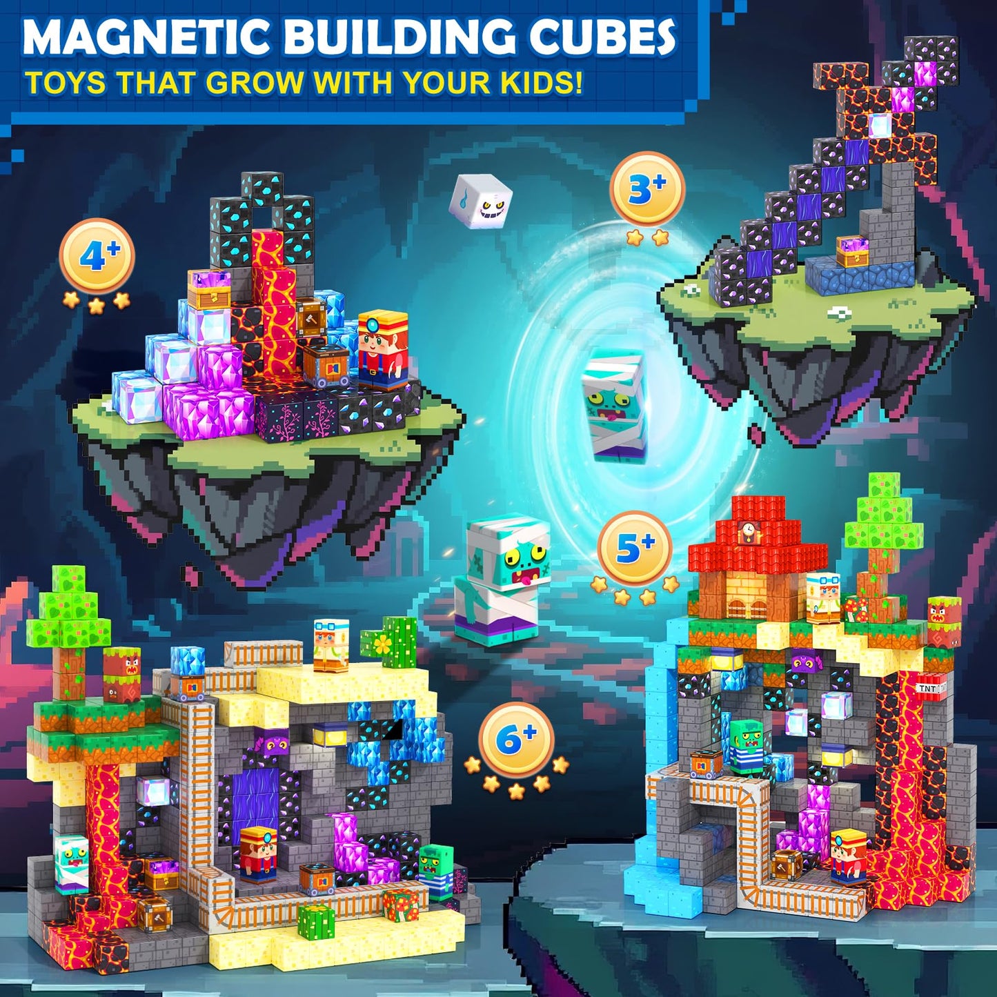 Coodoo 200 PCS Magnetic Blocks (0.8in) – Creative STEM Building Toy for Ages 3+