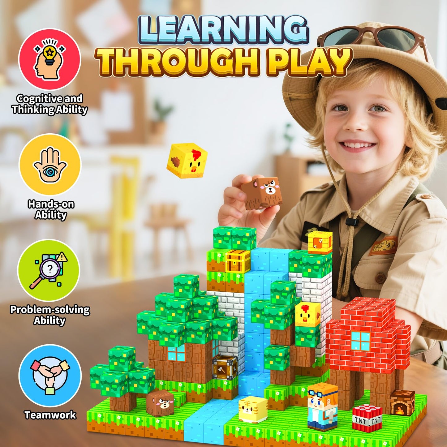 Coodoo 150 PCS Magnetic Blocks Forest Set — STEM Building Toys for Kids 3-8