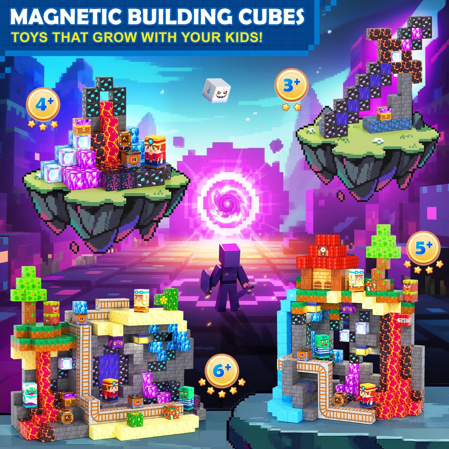 Coodoo 200 PCS Magnetic Blocks (0.8in) – Creative STEM Building Toy for Ages 3+