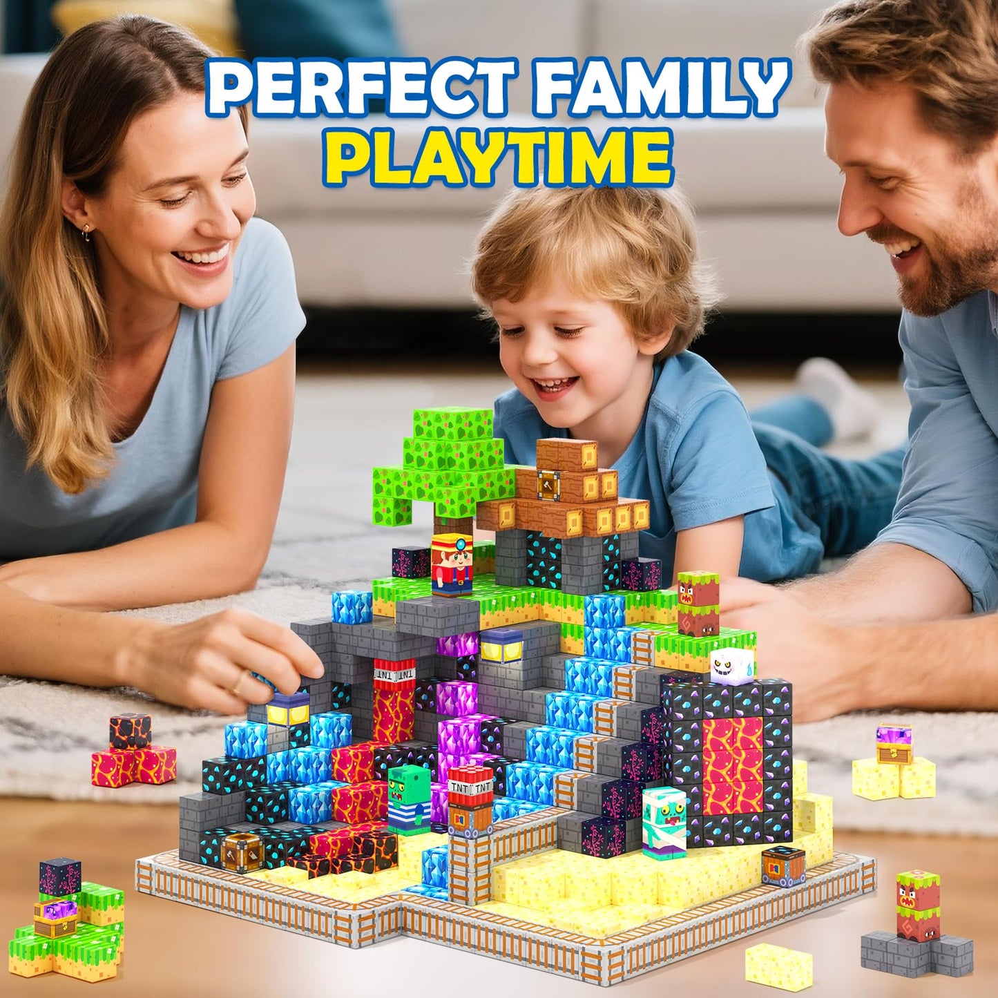 Coodoo Magnetic Blocks: Mine Magnet World STEM Building Tiles for Kids 3-8