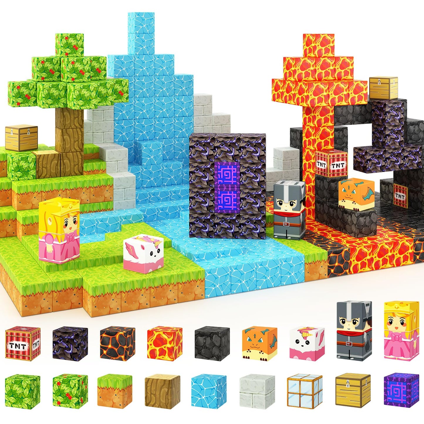 Coodoo Magnetic Blocks - Build Mine Magnet World Portal Forest Edition | Creative Magnetic Blocks for Kids 3+