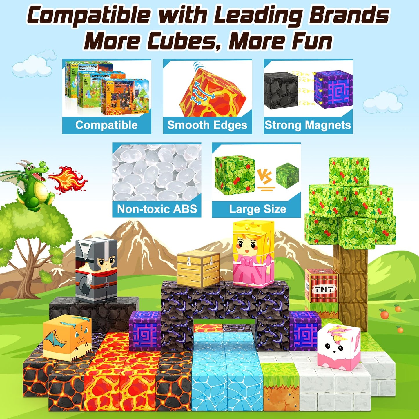 Coodoo Magnetic Blocks - Build Mine Magnet World Portal Forest Edition | Creative Magnetic Blocks for Kids 3+