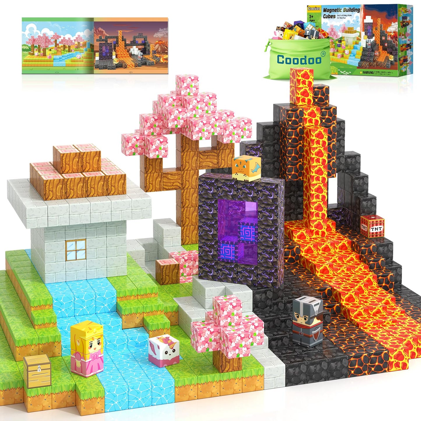 COODOO Magnetic Blocks - 84-Piece Build Mine Magnet World Portal Set | STEM & Creative Play For Kids
