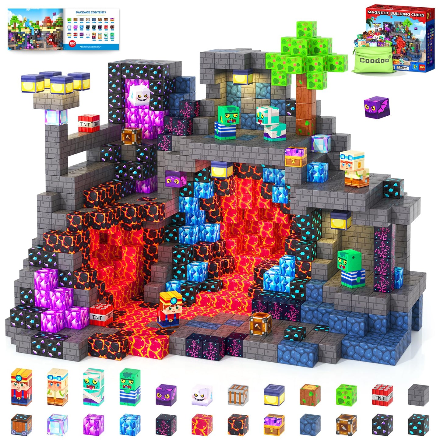 Coodoo Mine Magnet World: Magnetic Blocks for Kids – STEM Toy, Sensory Play, Outdoor Fun (Ages 3-8)