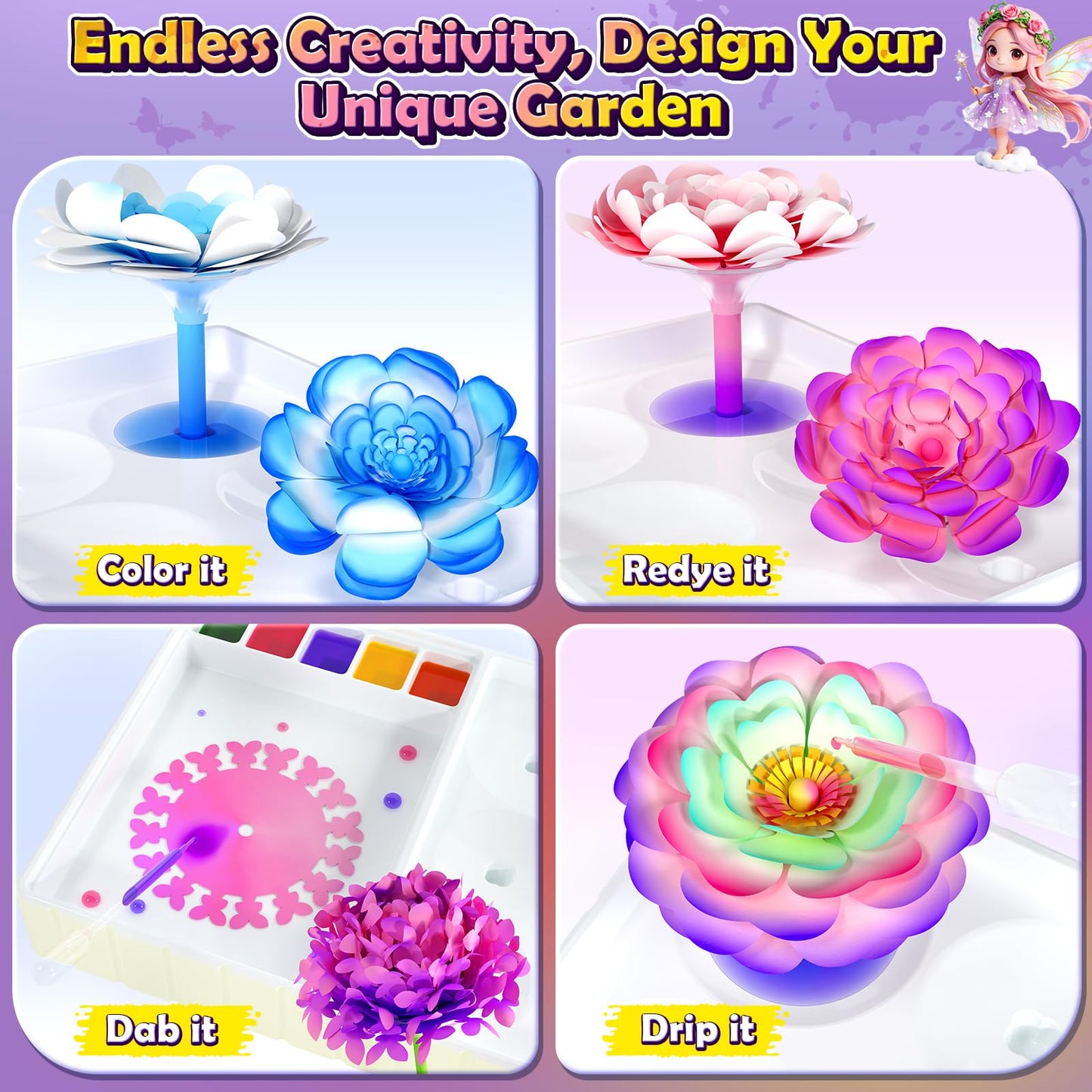 Coodoo DIY Flower Craft Kits – Magic Dyeing Florist Bouquet Maker for Kids