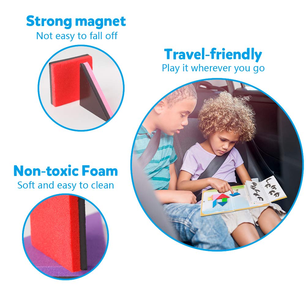 Coogam Travel Tangram Puzzle – Magnetic Pattern Block Book with 360 Patterns