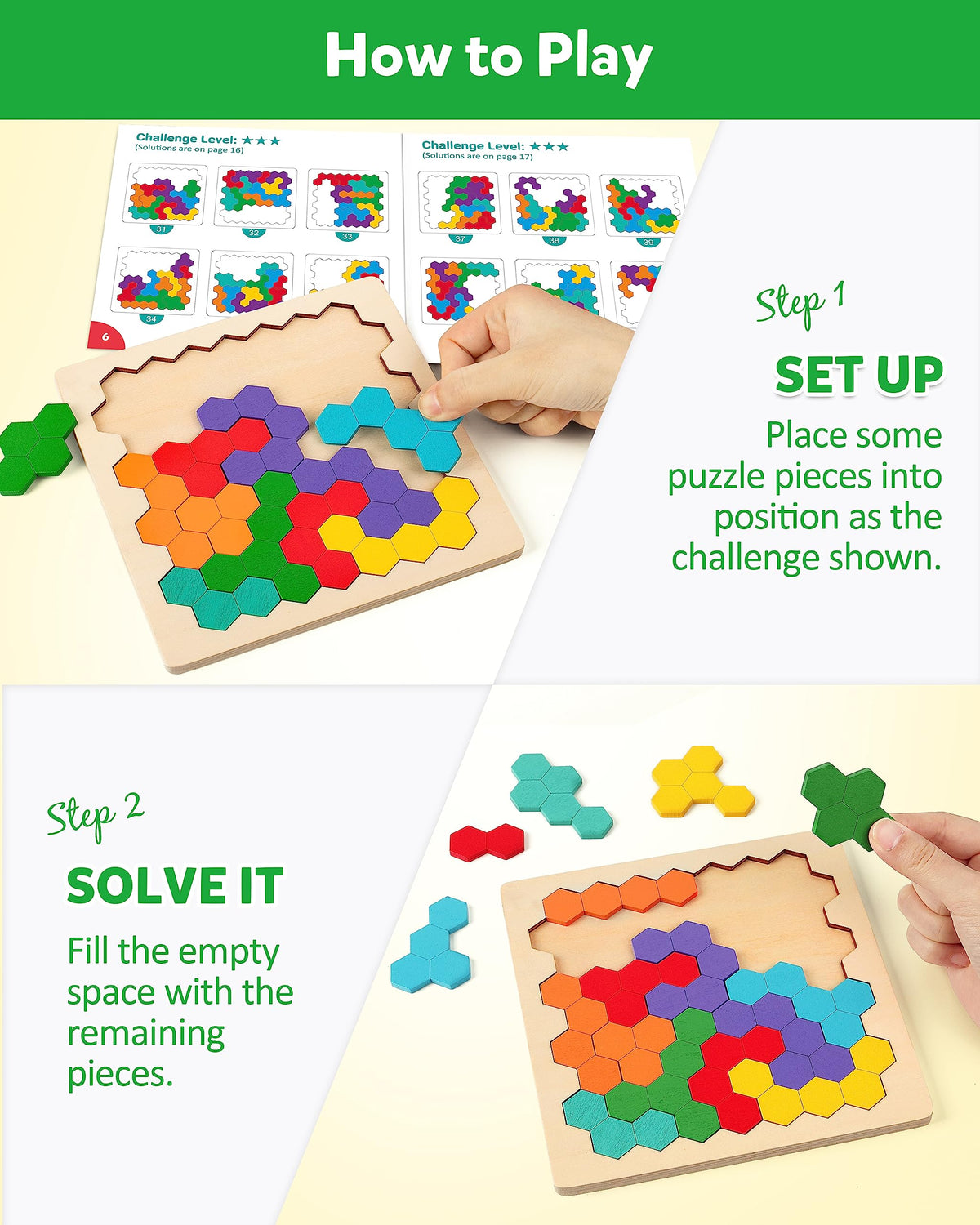 Coogam Wooden Tangram Puzzle – Colorful Tangram Brain Teaser & Montessori STEM Toy