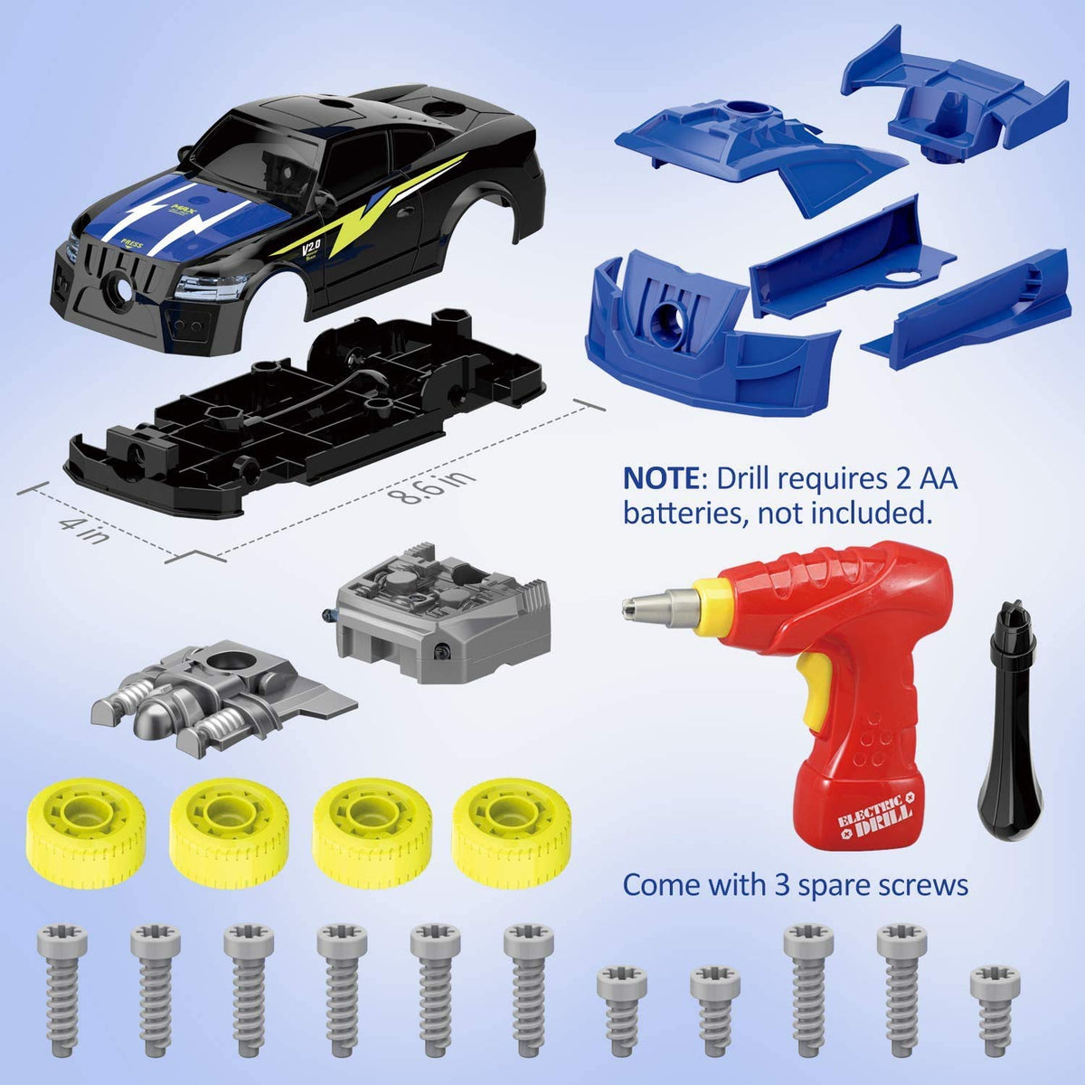 Coogam Take Apart Racing Car with Electric Screwdriver — STEM Building Toy for Kids