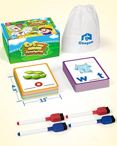 Coogam CVC Sight Words Flashcards — Short Vowel Spelling Game for Preschool & 5-Year-Olds