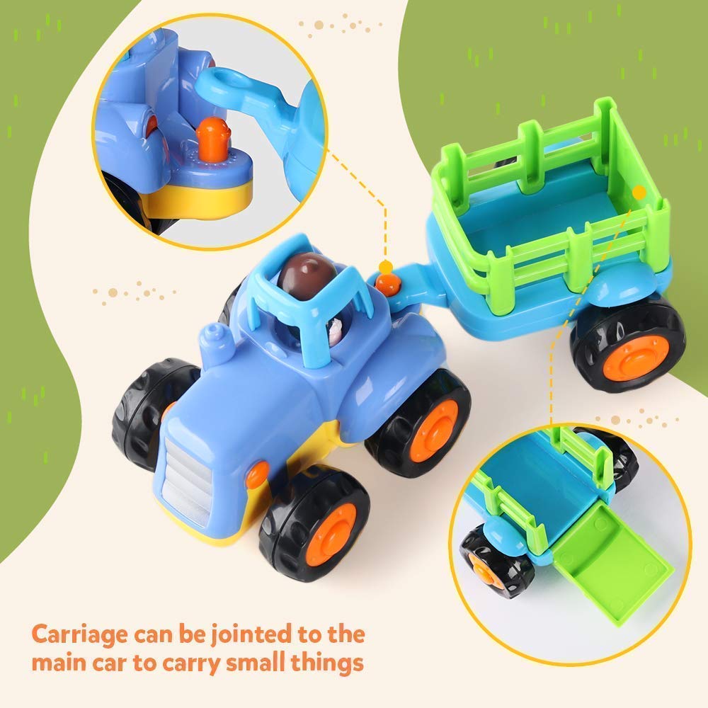 Coogam 4 Pack Friction Powered Construction Cars — Push & Go Trucks for Kids