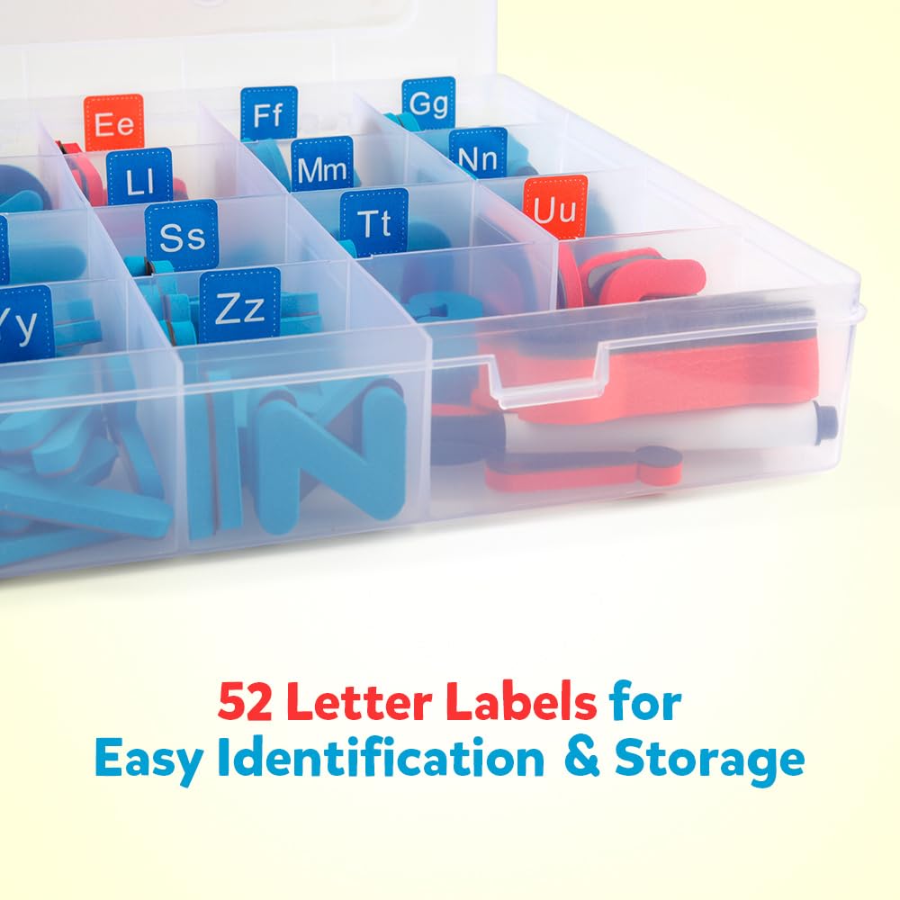 Coogam Magnetic Letters 251 Pcs: Foam Alphabet Magnets + Board & Storage