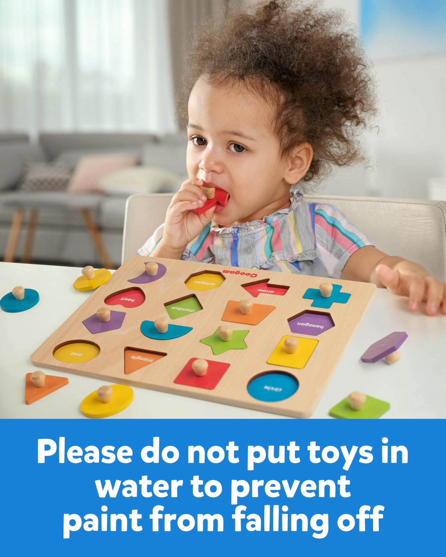 Coogam Montessori Wooden Shape Peg Puzzle – Color Matching & Fine Motor Toy for Toddlers