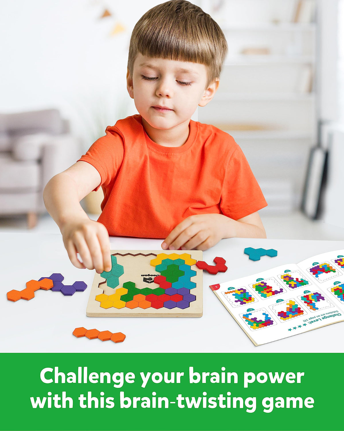 Coogam Wooden Tangram Puzzle – Colorful Tangram Brain Teaser & Montessori STEM Toy