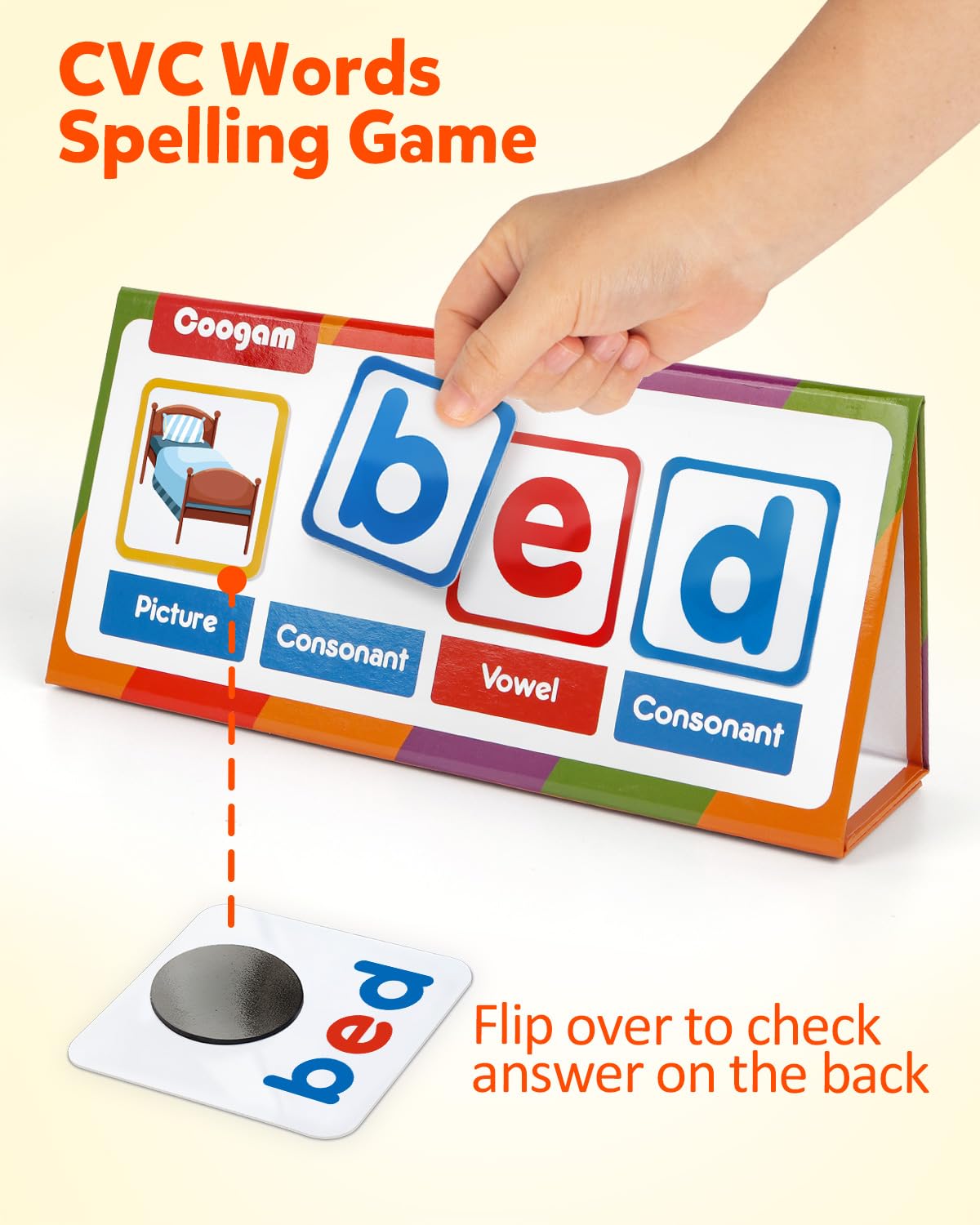 Coogam CVC Word Builder – Magnetic Letter Cards & Flashcards for Preschool Learning