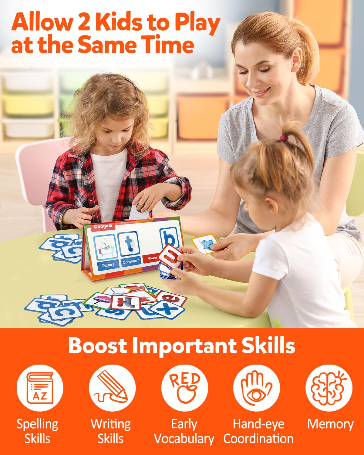 Coogam CVC Word Builder – Magnetic Letter Cards & Flashcards for Preschool Learning