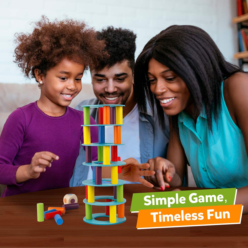 Coogam Wooden Tower Stacking Game - Montessori Blocks for Fine Motor Skills and Family Fun