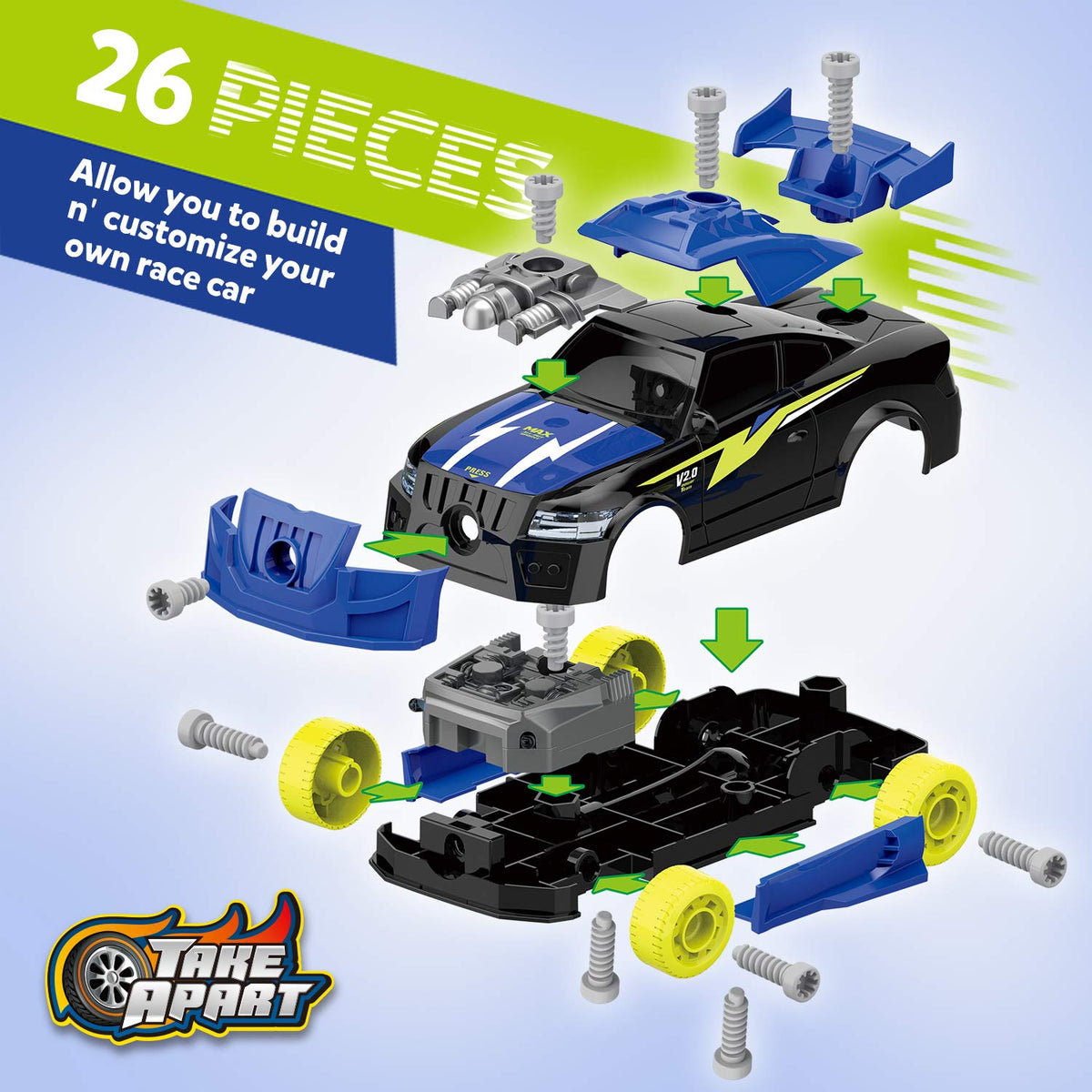 Coogam Take Apart Racing Car with Electric Screwdriver — STEM Building Toy for Kids