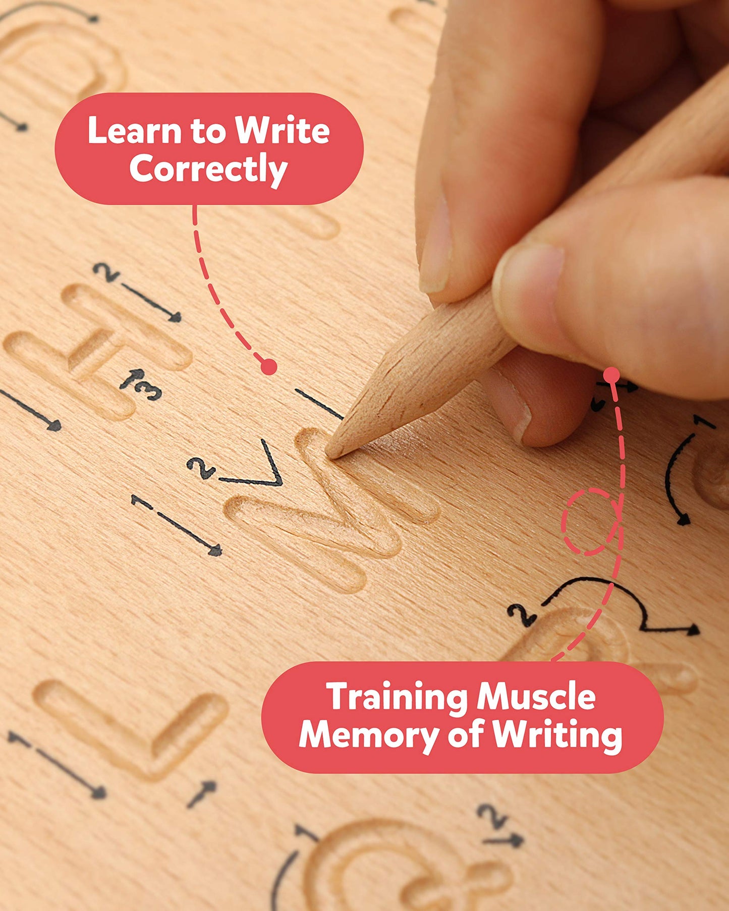 Coogam Wooden Letters Practice Board — Double-Sided Alphabet Tracing for Preschool