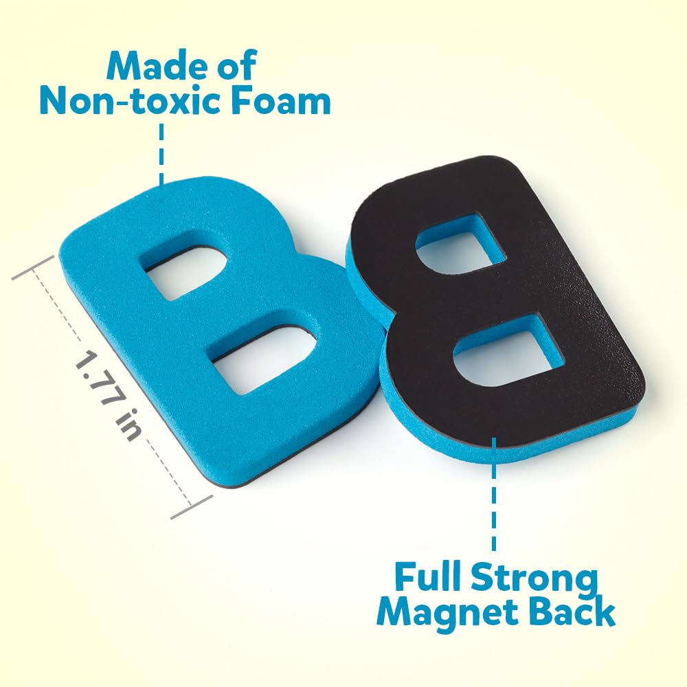 Coogam Magnetic Letters 251 Pcs: Foam Alphabet Magnets + Board & Storage