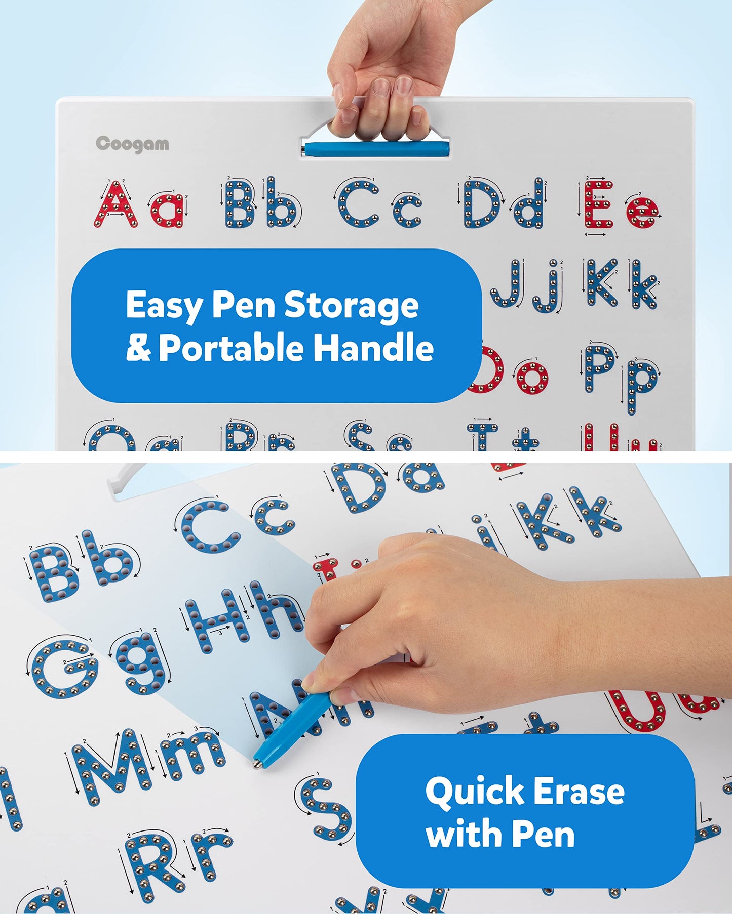 Coogam Magnetic Letters Practicing Board – Alphabet Tracing for Uppercase & Lowercase | Montessori Educational Toy