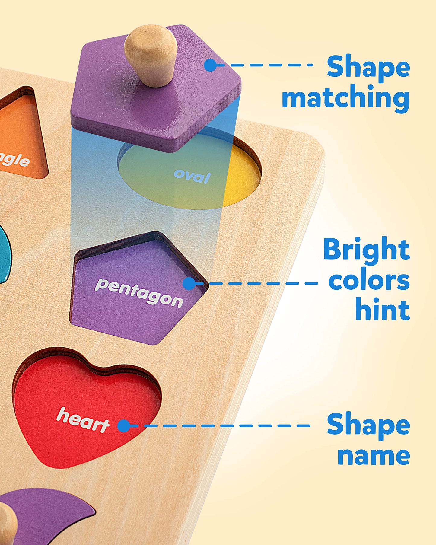 Coogam Montessori Wooden Shape Peg Puzzle – Color Matching & Fine Motor Toy for Toddlers