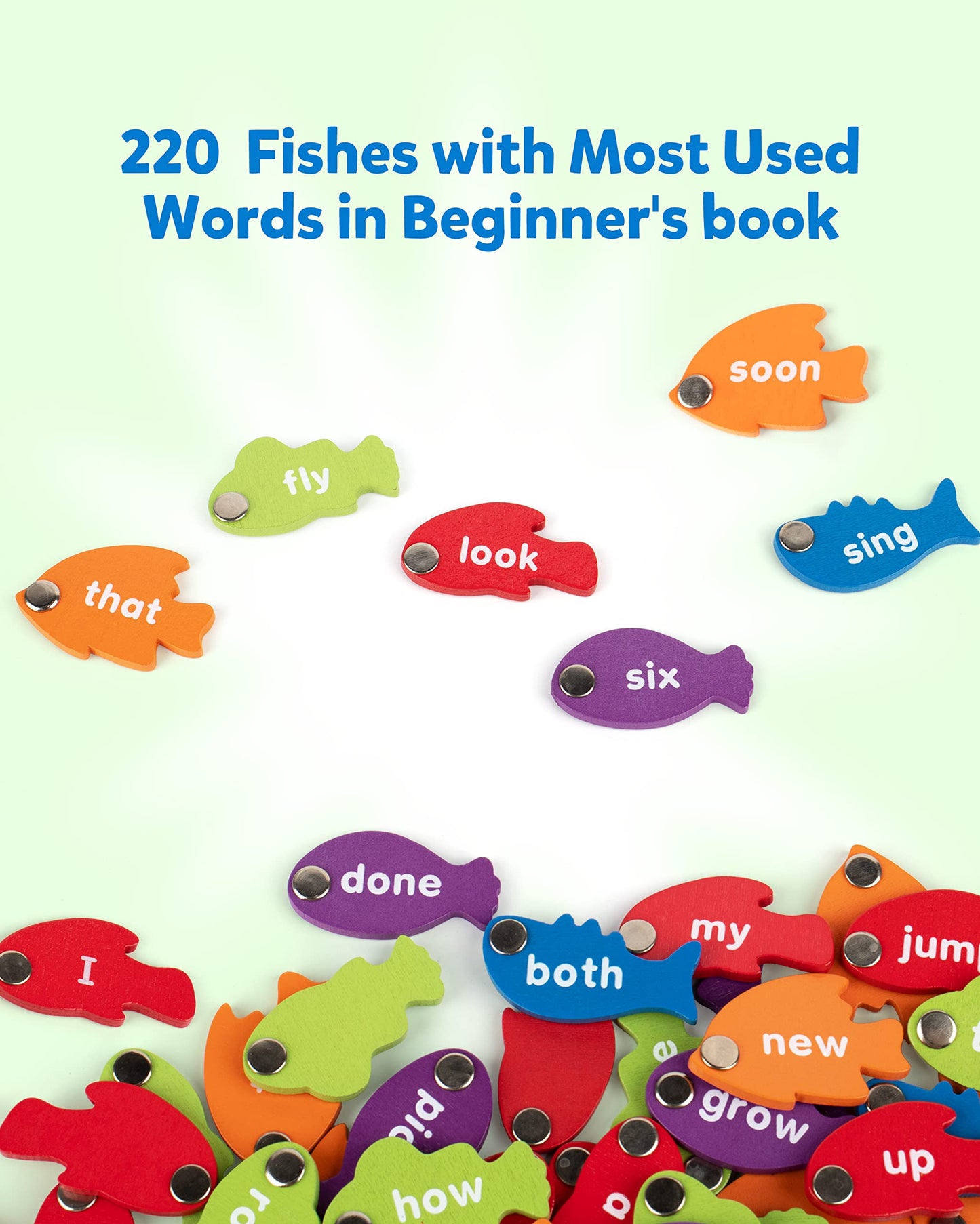 Coogam Wooden Magnetic Fishing Sight Words Game | Dolch Flashcards for Preschool