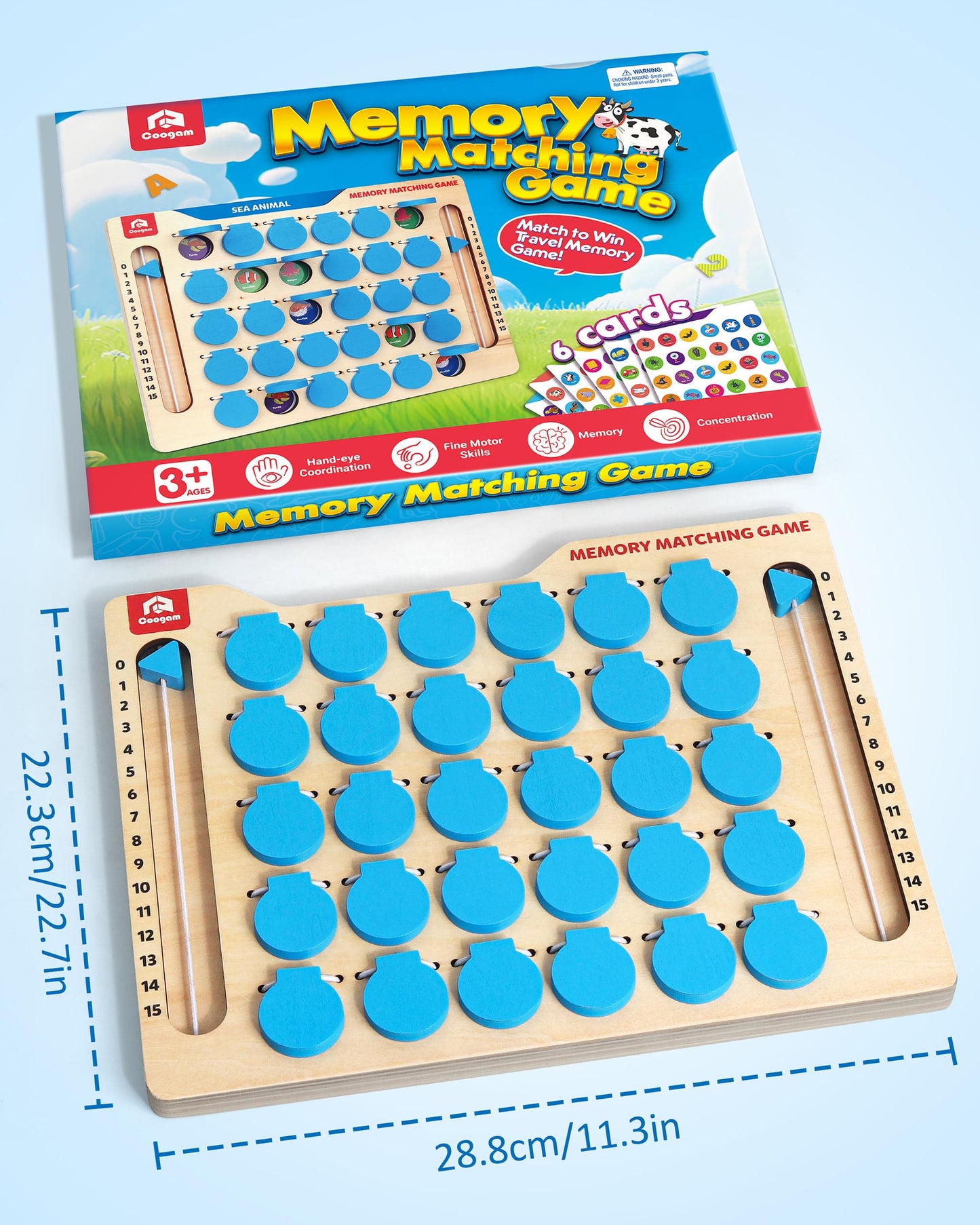 Coogam Memory Matching Game – Wooden Travel Toy for Kids 3–5 | Screen-Free Learning & Fun