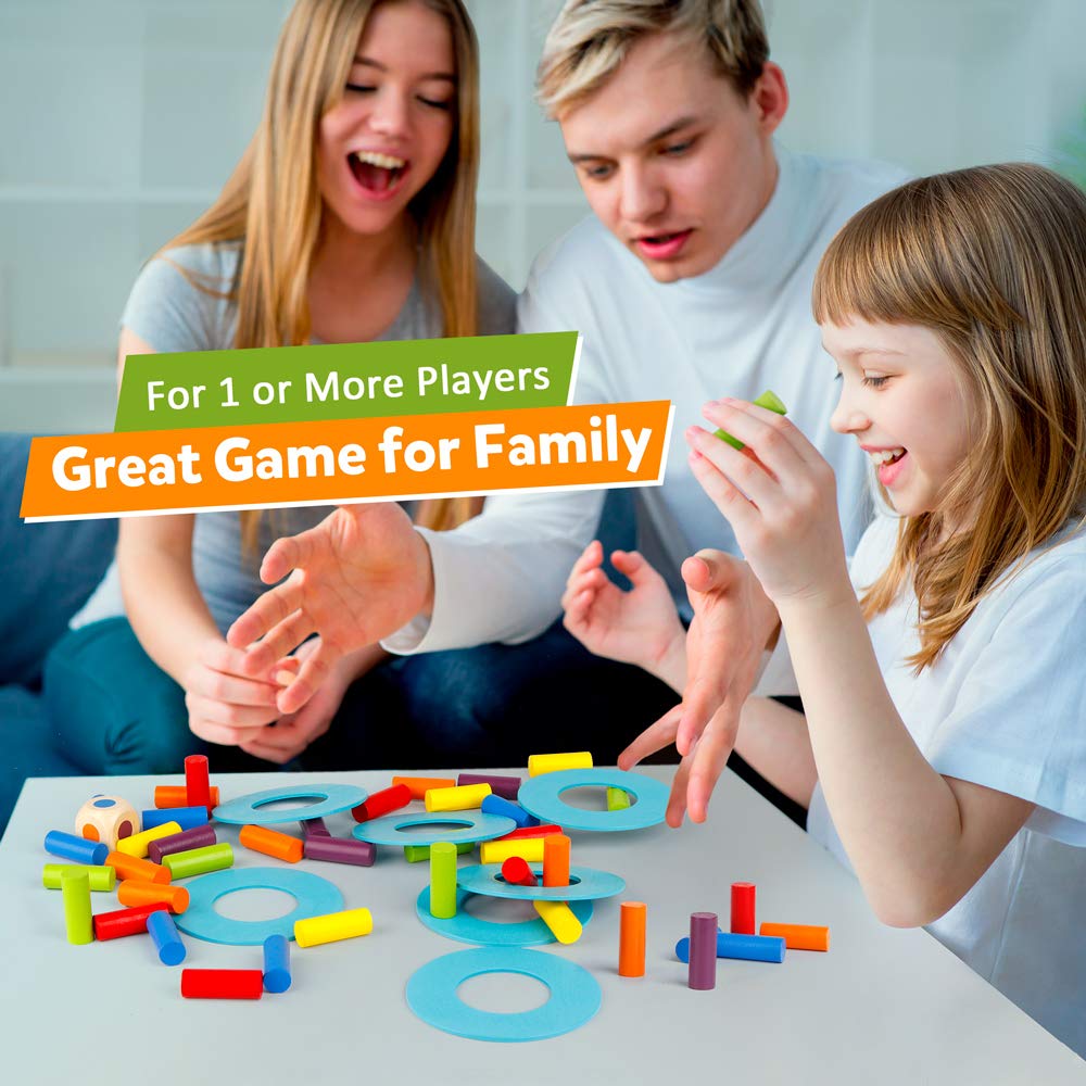 Coogam Wooden Tower Stacking Game - Montessori Blocks for Fine Motor Skills and Family Fun
