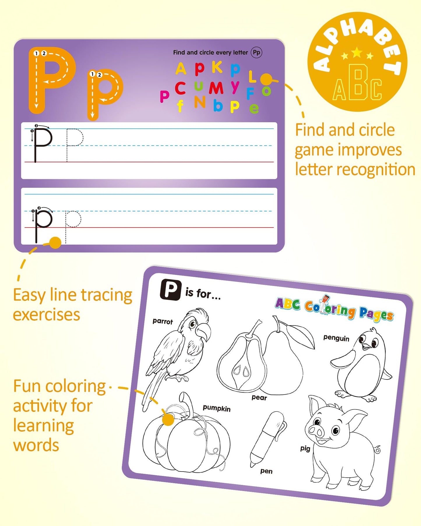 Coogam Handwriting & Drawing Practice Cards – 36pc Alphabet & Numbers, Double-Sided Write & Wipe Flashcards