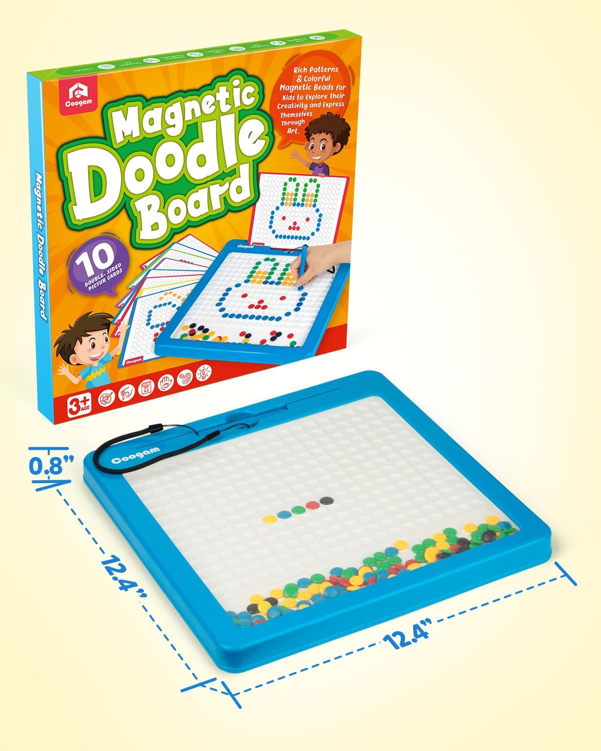 Coogam Magnetic Drawing Board – Large Doodle Board with Beads & Pen | Montessori Toy for Ages 3–6