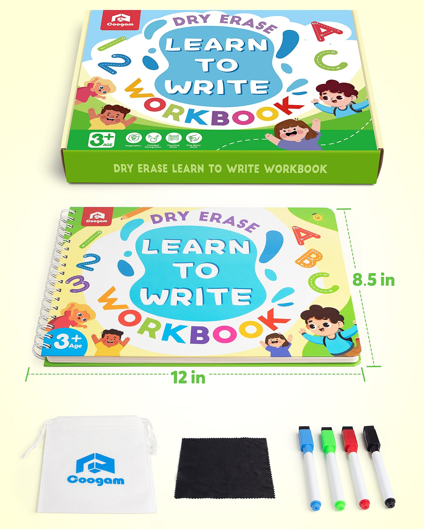 Coogam Learn to Write Workbook – Numbers & Letters Practice for Preschool & Kindergarten
