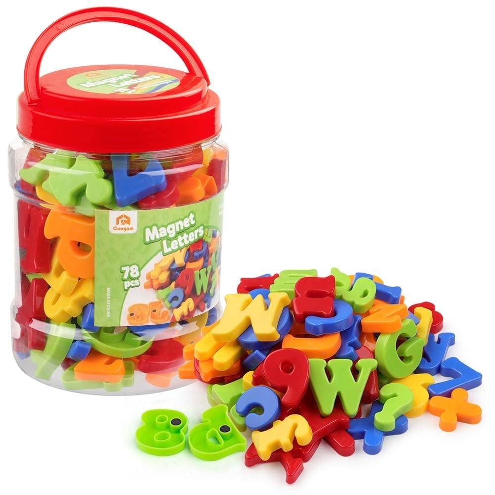 Coogam Magnetic Letters & Numbers Fridge Magnets – 78 Pcs Colorful ABC 123 Educational Toy Set
