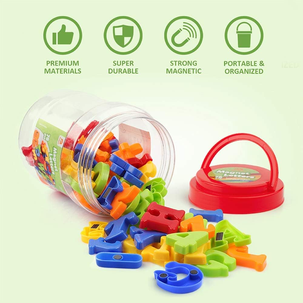 Coogam Magnetic Letters & Numbers Fridge Magnets – 78 Pcs Colorful ABC 123 Educational Toy Set