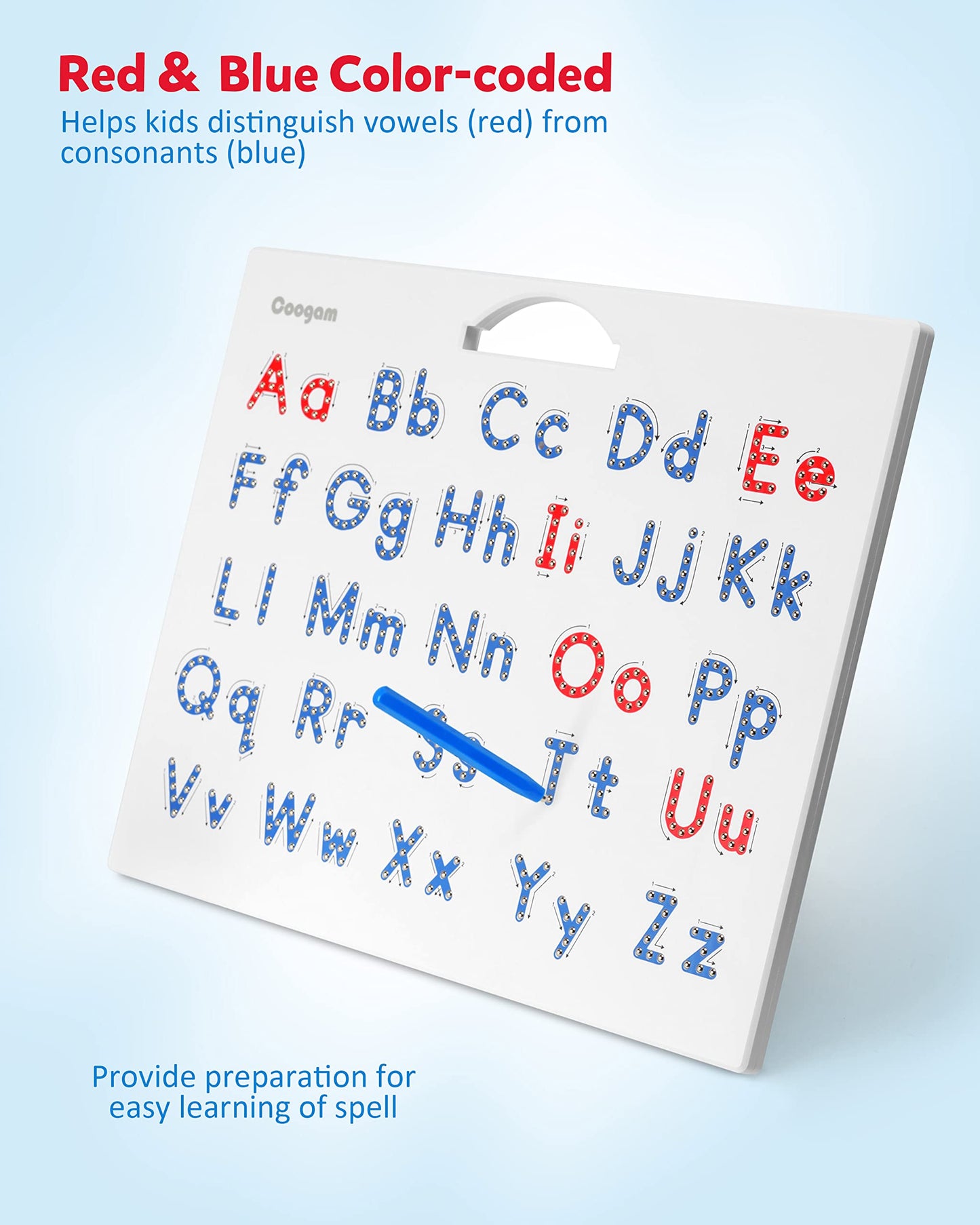 Coogam Magnetic Letters Practicing Board – Alphabet Tracing for Uppercase & Lowercase | Montessori Educational Toy