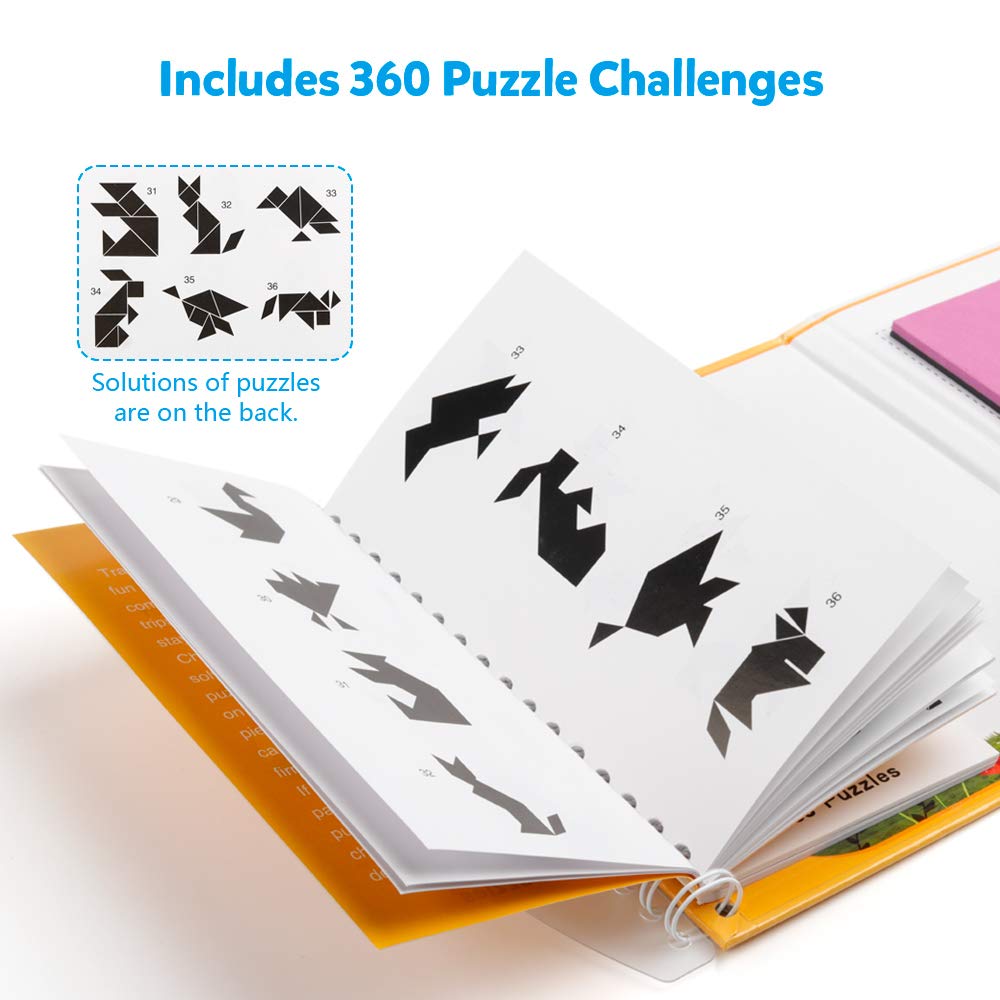 Coogam Travel Tangram Puzzle – Magnetic Pattern Block Book with 360 Patterns