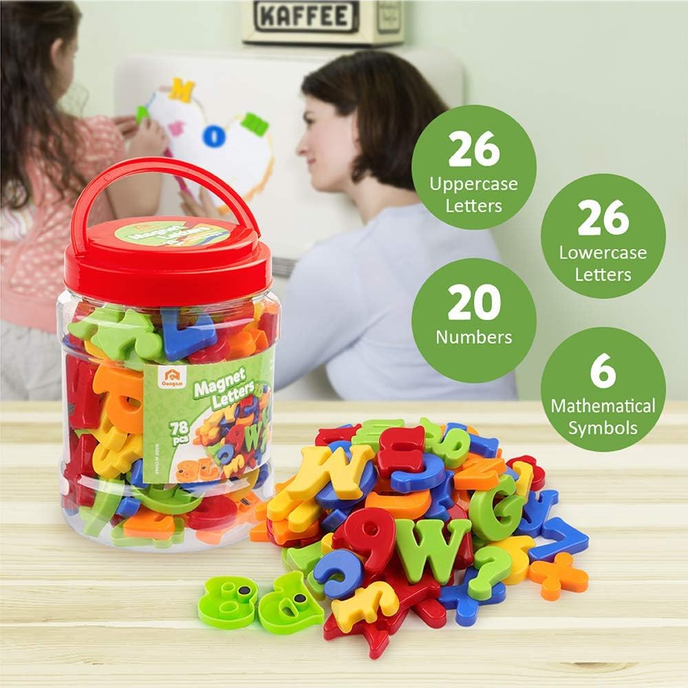 Coogam Magnetic Letters & Numbers Fridge Magnets – 78 Pcs Colorful ABC 123 Educational Toy Set